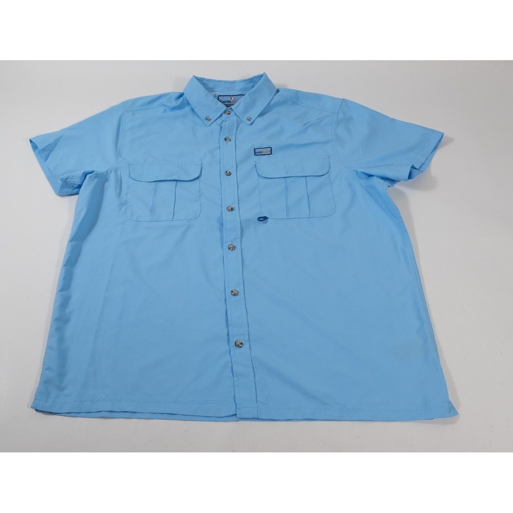 Xcaster Outdoor Shirt Men XL Blue Fishing Button Down UPF Sun Protection Ripstop